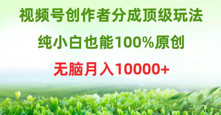 视频号创作者分成顶级玩法，纯小白也能100%原创，无脑月入10000+风钥吧-网创项目资源站-副业项目-创业项目-搞钱项目风钥吧