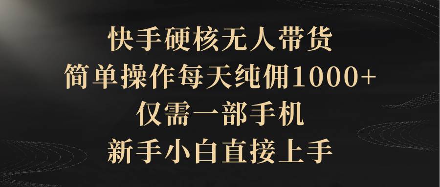快手硬核无人带货，简单操作每天纯佣1000+,仅需一部手机，新手小白直接上手风钥吧-网创项目资源站-副业项目-创业项目-搞钱项目风钥吧
