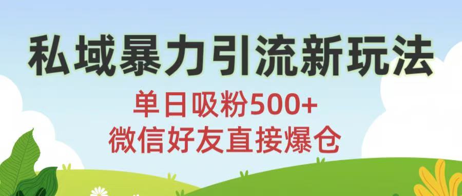 私域暴力引流新玩法!单日吸粉500+，微信好友直接爆仓风钥吧-网创项目资源站-副业项目-创业项目-搞钱项目风钥吧