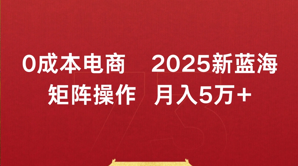 0成本电商2025新蓝海矩阵操作 月入5万+风钥吧-网创项目资源站-副业项目-创业项目-搞钱项目风钥吧