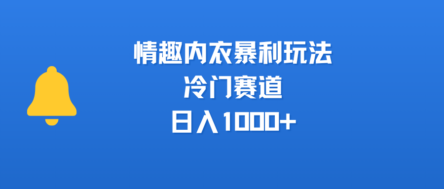 情趣内衣暴利玩法，冷门赛道，日入1000+风钥吧-网创项目资源站-副业项目-创业项目-搞钱项目风钥吧