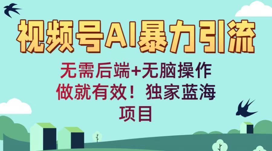 视频号AI暴力引流：无需后端+无脑操作，做就有效！独家蓝海项目风钥吧-网创项目资源站-副业项目-创业项目-搞钱项目风钥吧
