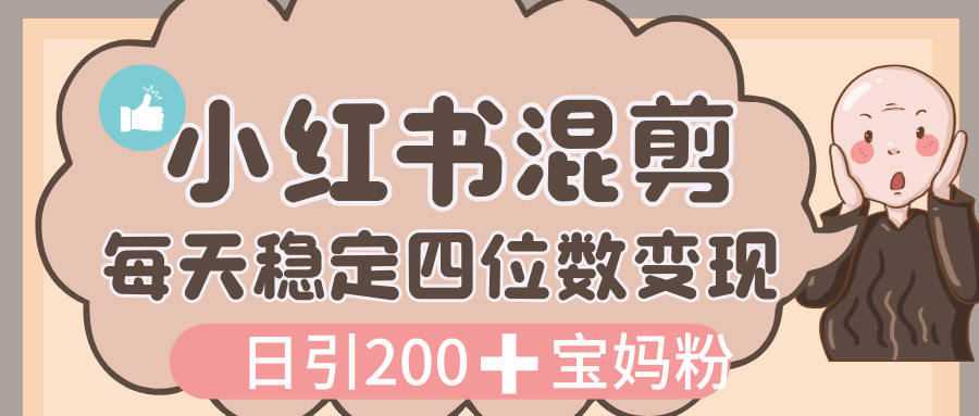 价值 3980 的小红书混剪， 虚拟变现，日引 200+宝妈创业粉，每天稳定四位数变现风钥吧-网创项目资源站-副业项目-创业项目-搞钱项目风钥吧