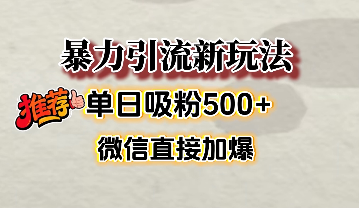 微信加爆的引流超级方法，单日吸粉500➕风钥吧-网创项目资源站-副业项目-创业项目-搞钱项目风钥吧