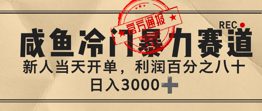 闲鱼，冷门暴力赛道，一单 80%利润，新人轻松日入 3000+风钥吧-网创项目资源站-副业项目-创业项目-搞钱项目风钥吧