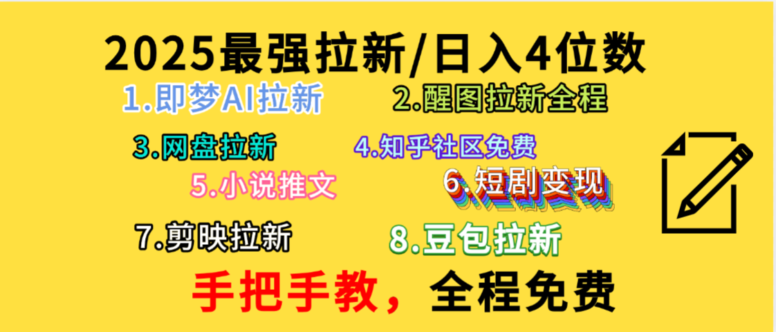 全程免费，手把手教，日入4位数的拉新项目，教会你免费使用各种AI软件，并且持续更新市面上最新的项目哦！风钥吧-网创项目资源站-副业项目-创业项目-搞钱项目风钥吧