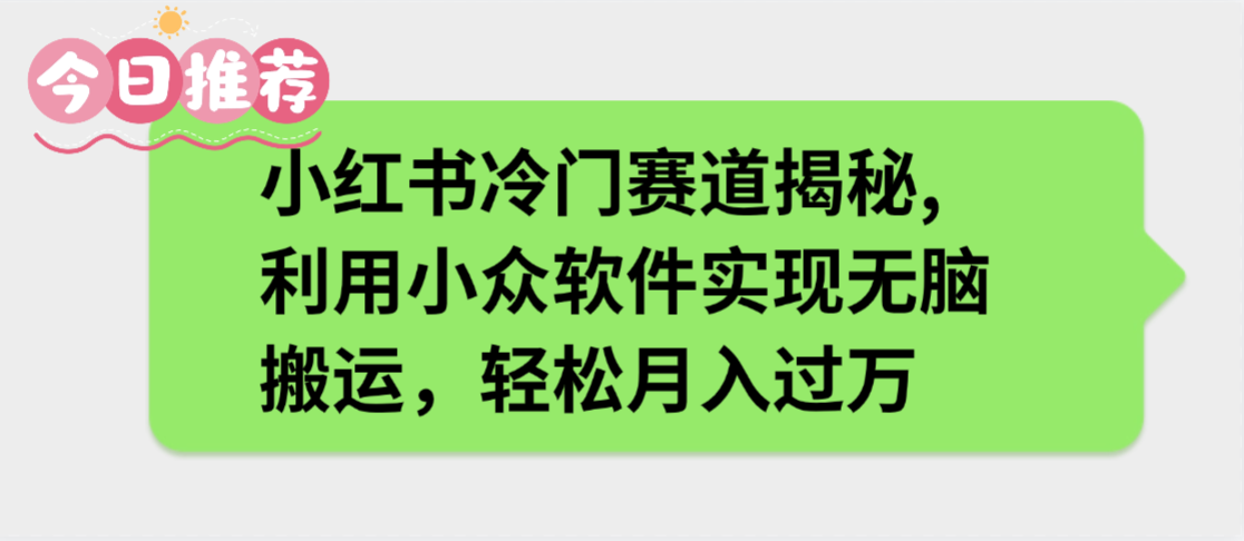 小红书冷门赛道揭秘,利用小众软件实现无脑搬运,轻松月入过万风钥吧-网创项目资源站-副业项目-创业项目-搞钱项目风钥吧