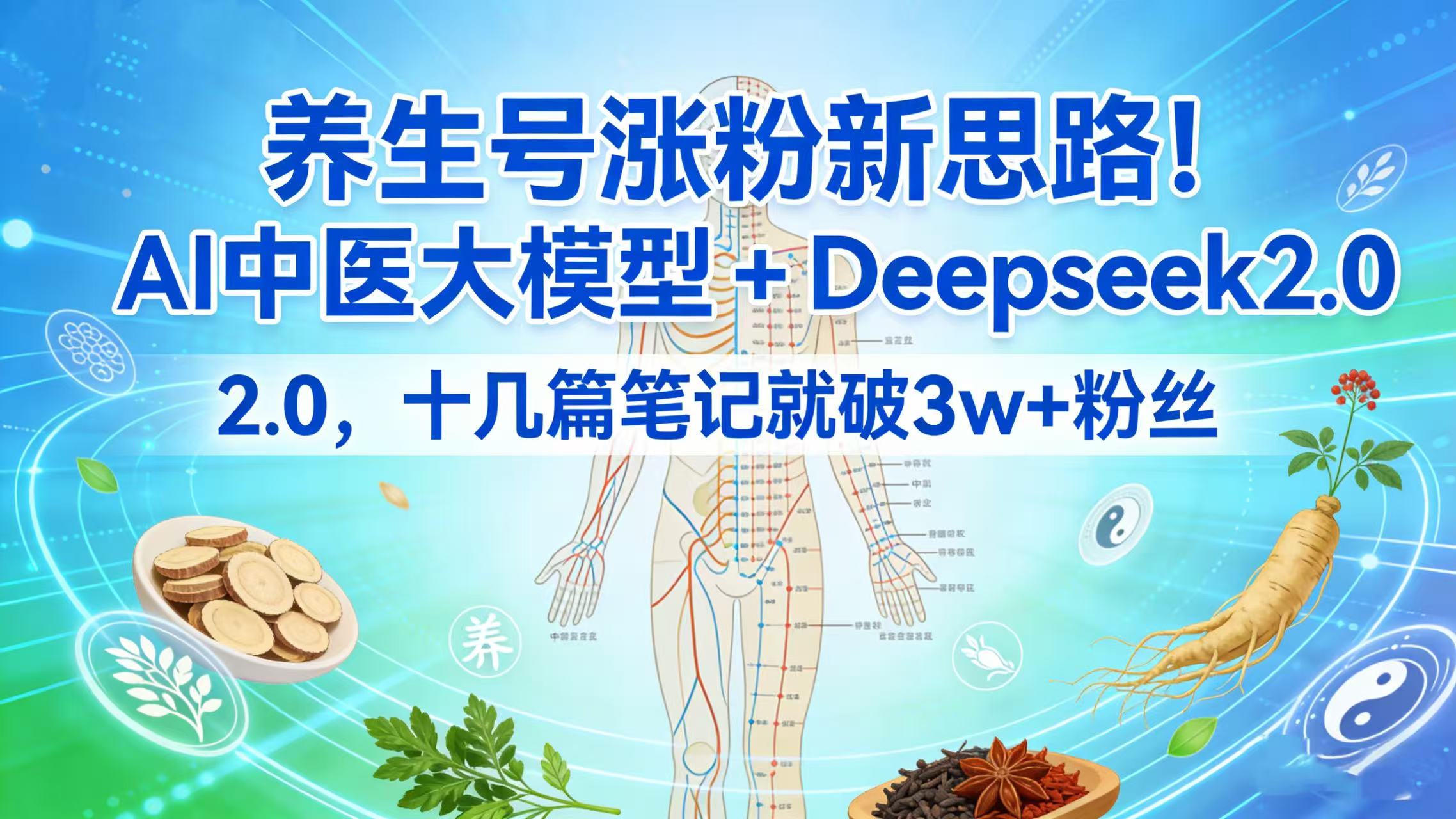 养生号涨粉新思路！AI 中医大模型 + Deepseek 2.0，十几篇笔记就破 3w + 粉丝风钥吧-网创项目资源站-副业项目-创业项目-搞钱项目风钥吧