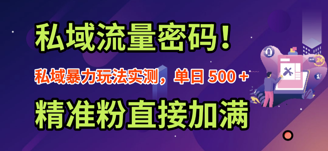 私域流量密码！私域暴力玩法实测，单日 500 + 精准粉直接加满风钥吧-网创项目资源站-副业项目-创业项目-搞钱项目风钥吧