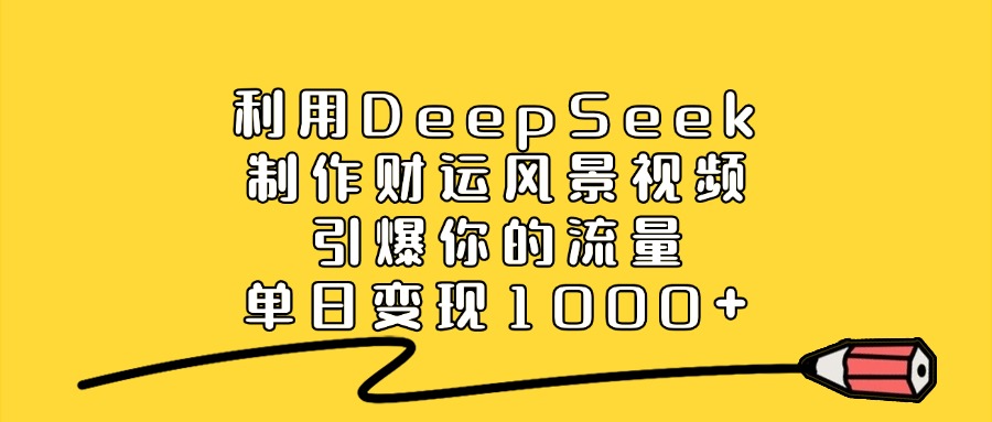 利用DeepSeek制作财运风景视频，做出爆款视频，单日变现1000+风钥吧-网创项目资源站-副业项目-创业项目-搞钱项目风钥吧