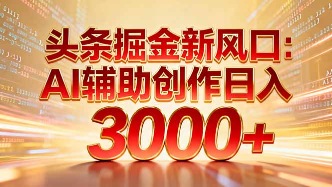 头条掘金新风口：AI辅助创作日入3000+，矩阵玩法当天启动隔天见效风钥吧-网创项目资源站-副业项目-创业项目-搞钱项目风钥吧