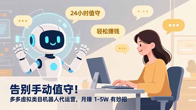告别手动值守！多多虚拟类目机器人代运营，月赚 1-5W 有妙招风钥吧-网创项目资源站-副业项目-创业项目-搞钱项目风钥吧