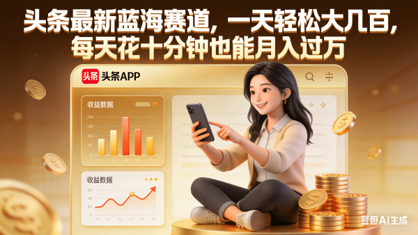 头条最新蓝海赛道，一天轻松大几百，每天花十分钟也能月入过万风钥吧-网创项目资源站-副业项目-创业项目-搞钱项目风钥吧