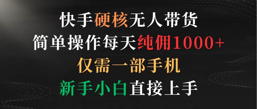 快手硬核无人带货，简单操作每天纯佣1000+,仅需一部手机，新手小白直接上手风钥吧-网创项目资源站-副业项目-创业项目-搞钱项目风钥吧