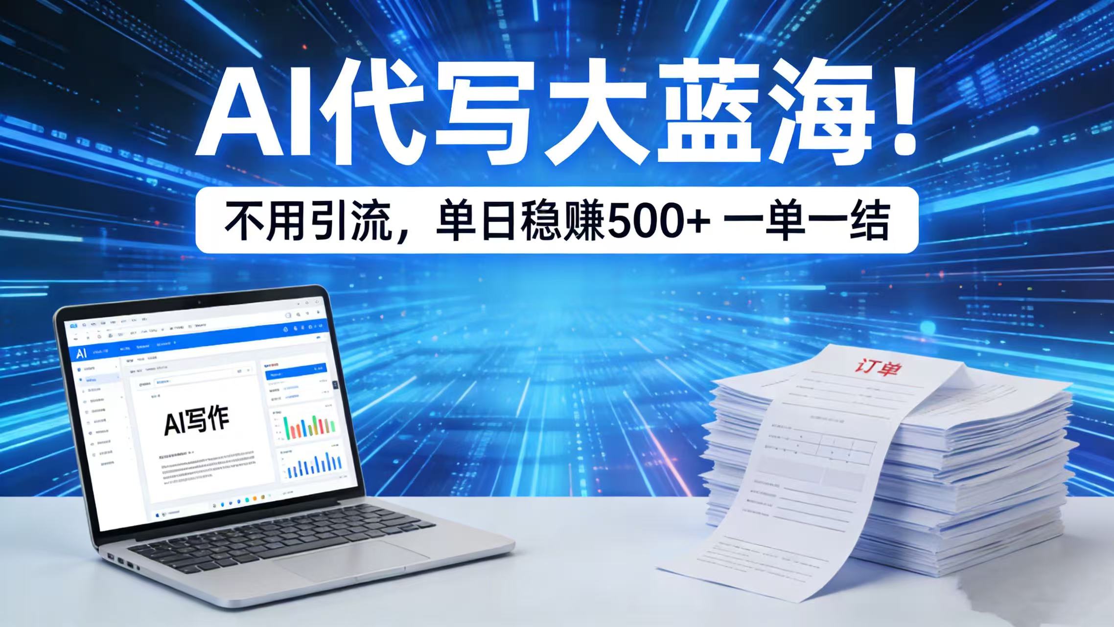 AI 代写大蓝海！不用引流，单日稳赚 500 + 一单一结风钥吧-网创项目资源站-副业项目-创业项目-搞钱项目风钥吧