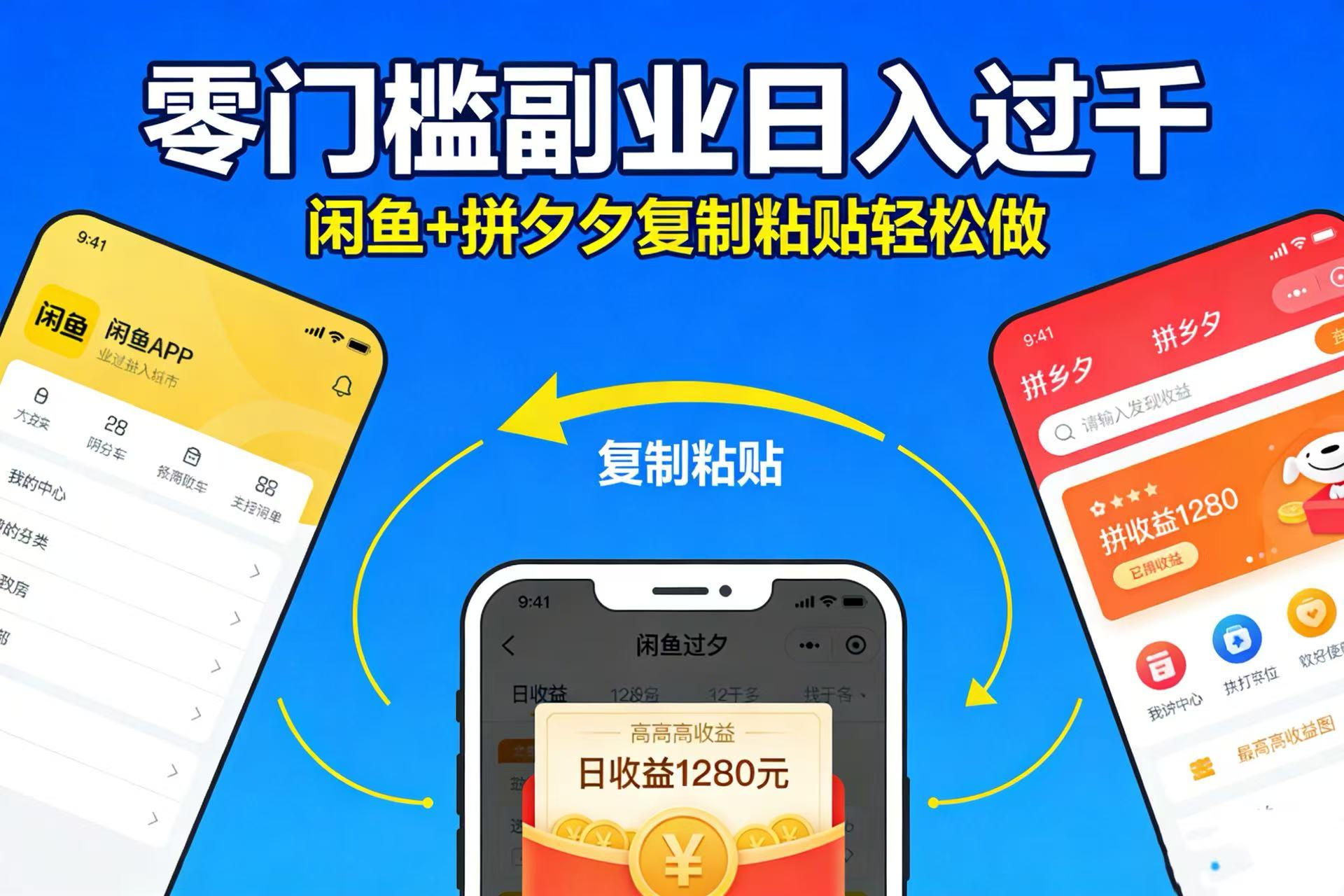 不用学技术！闲鱼 + 拼夕夕复制粘贴，零门槛副业日入过千风钥吧-网创项目资源站-副业项目-创业项目-搞钱项目风钥吧