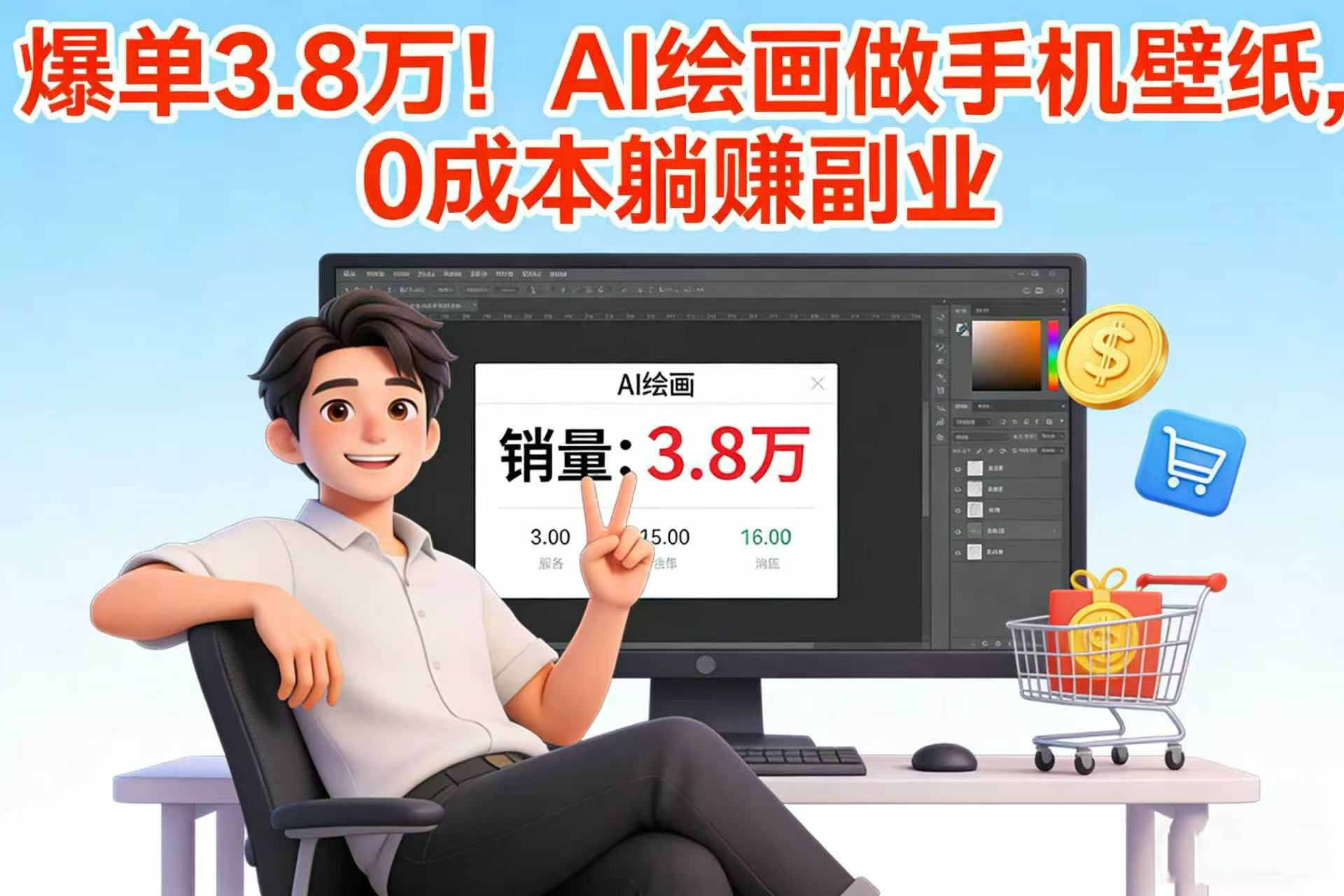 爆单 3.8 万！AI 绘画做手机壁纸，0 成本躺赚副业风钥吧-网创项目资源站-副业项目-创业项目-搞钱项目风钥吧