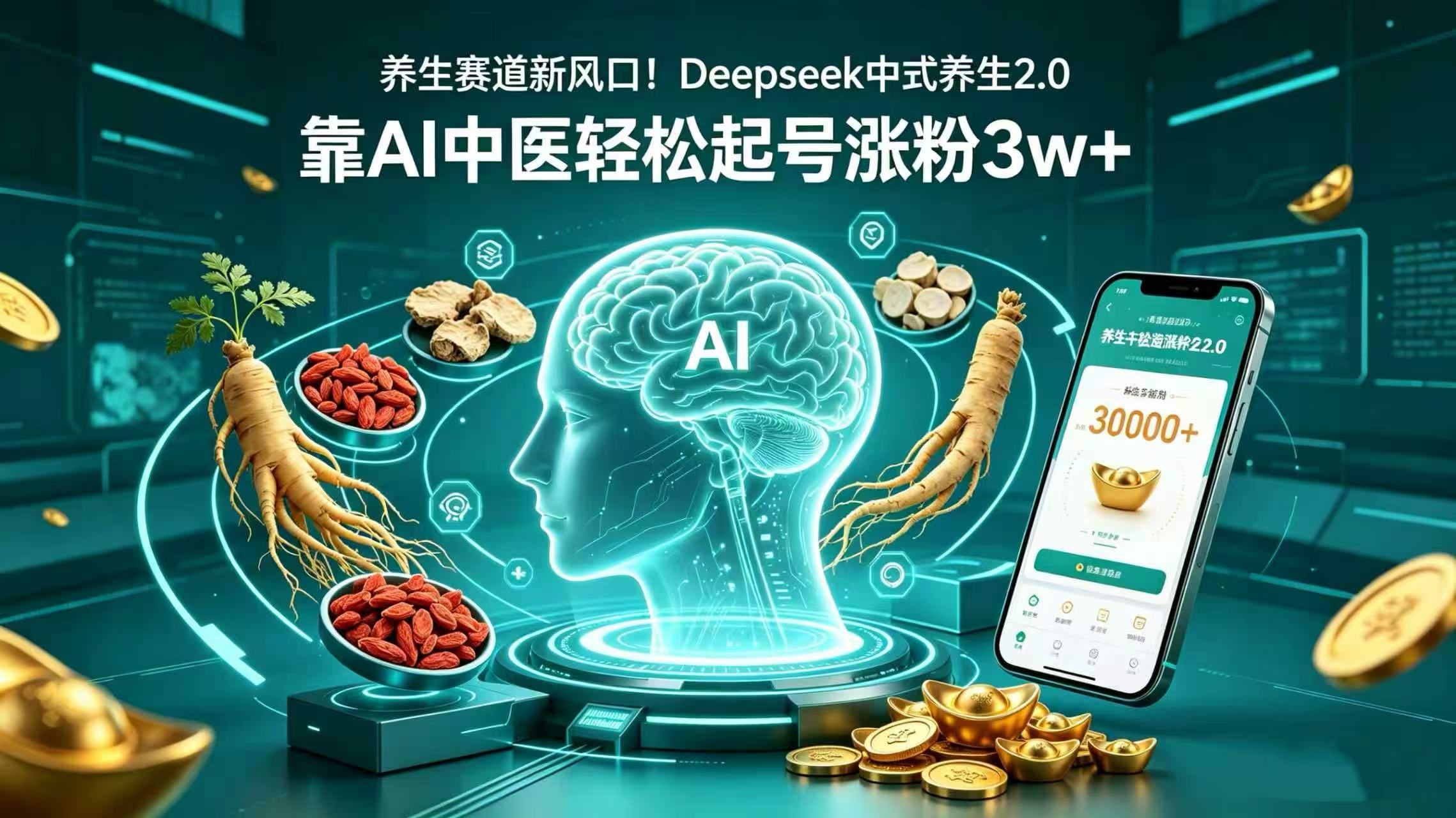 养生赛道新风口！Deepseek 中式养生 2.0，靠 AI 中医轻松起号涨粉 3w+风钥吧-网创项目资源站-副业项目-创业项目-搞钱项目风钥吧