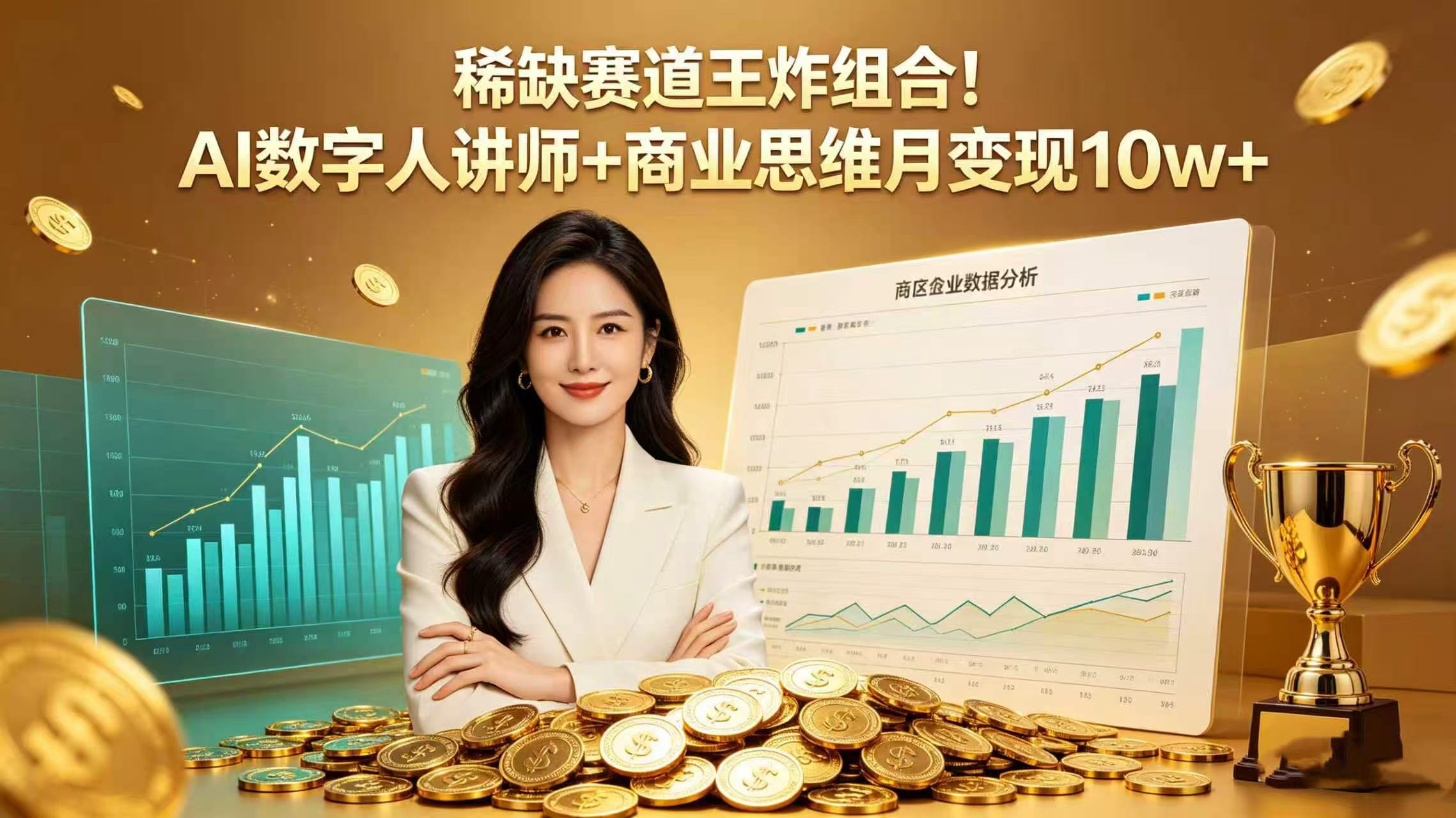稀缺赛道王炸组合！AI 数字人讲师 + 商业思维 月变现 10w+风钥吧-网创项目资源站-副业项目-创业项目-搞钱项目风钥吧