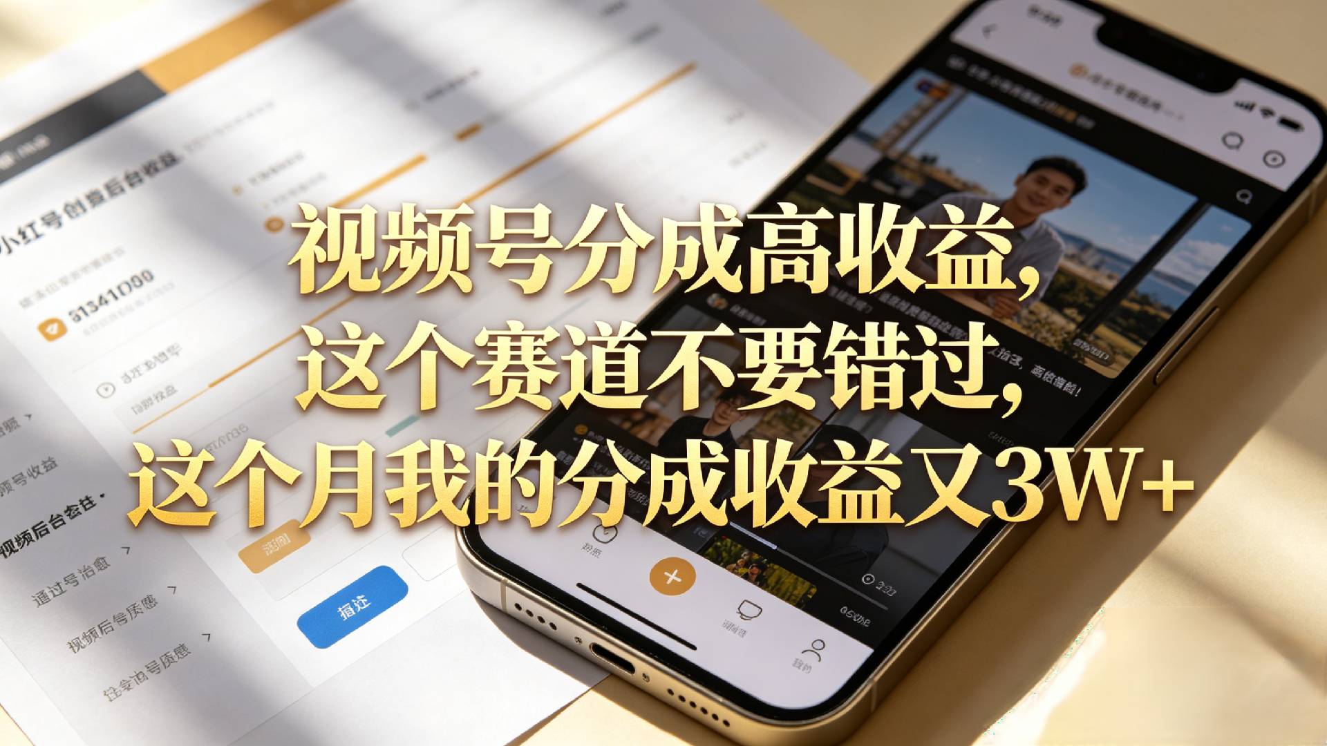 想要【视频号分成高收益】，这个赛道不要错过，这个月我的分成收益又3W+风钥吧-网创项目资源站-副业项目-创业项目-搞钱项目风钥吧