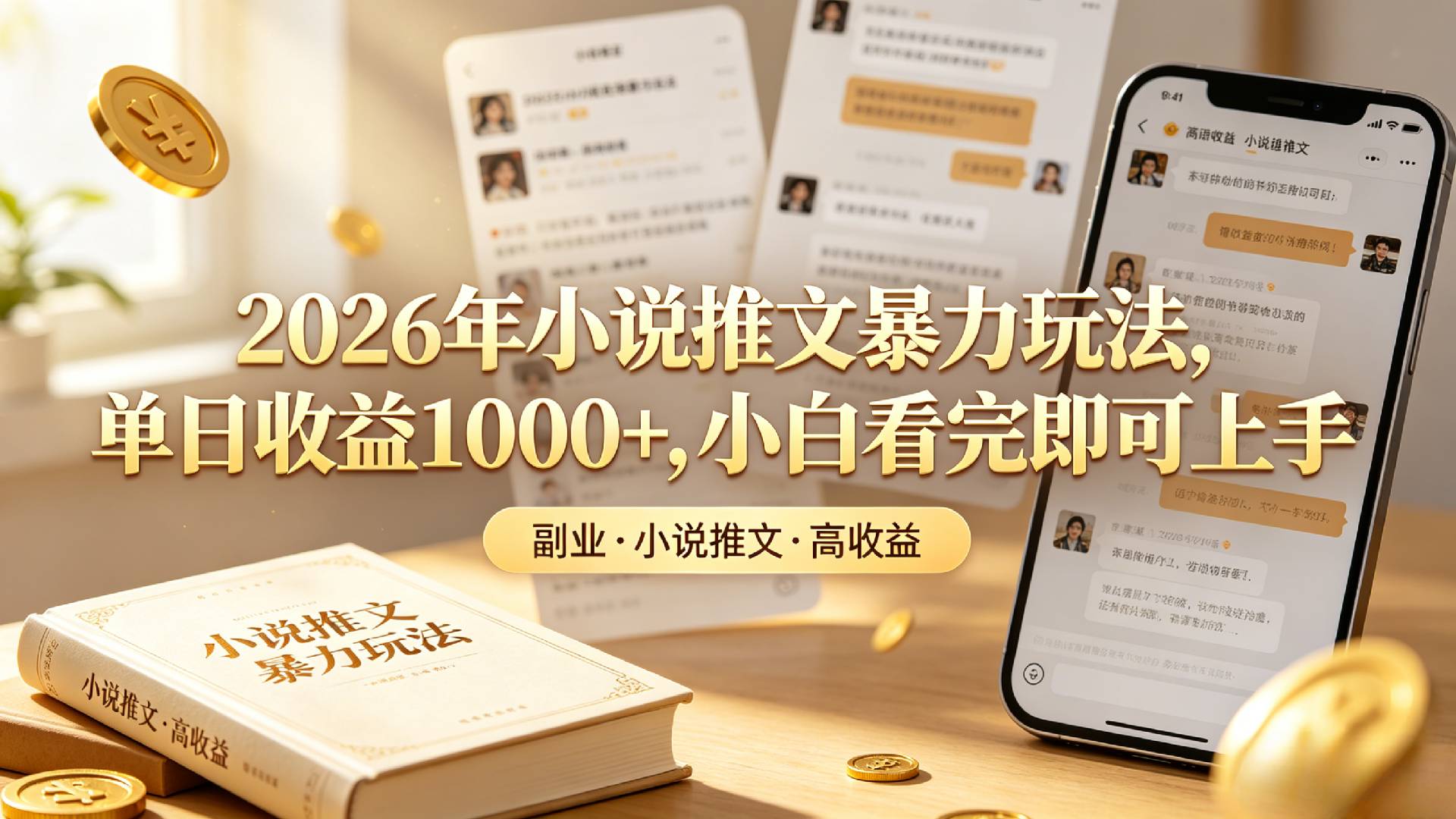 2026年小说推文暴力玩法，单日收益1000+，小白看完即可上手风钥吧-网创项目资源站-副业项目-创业项目-搞钱项目风钥吧