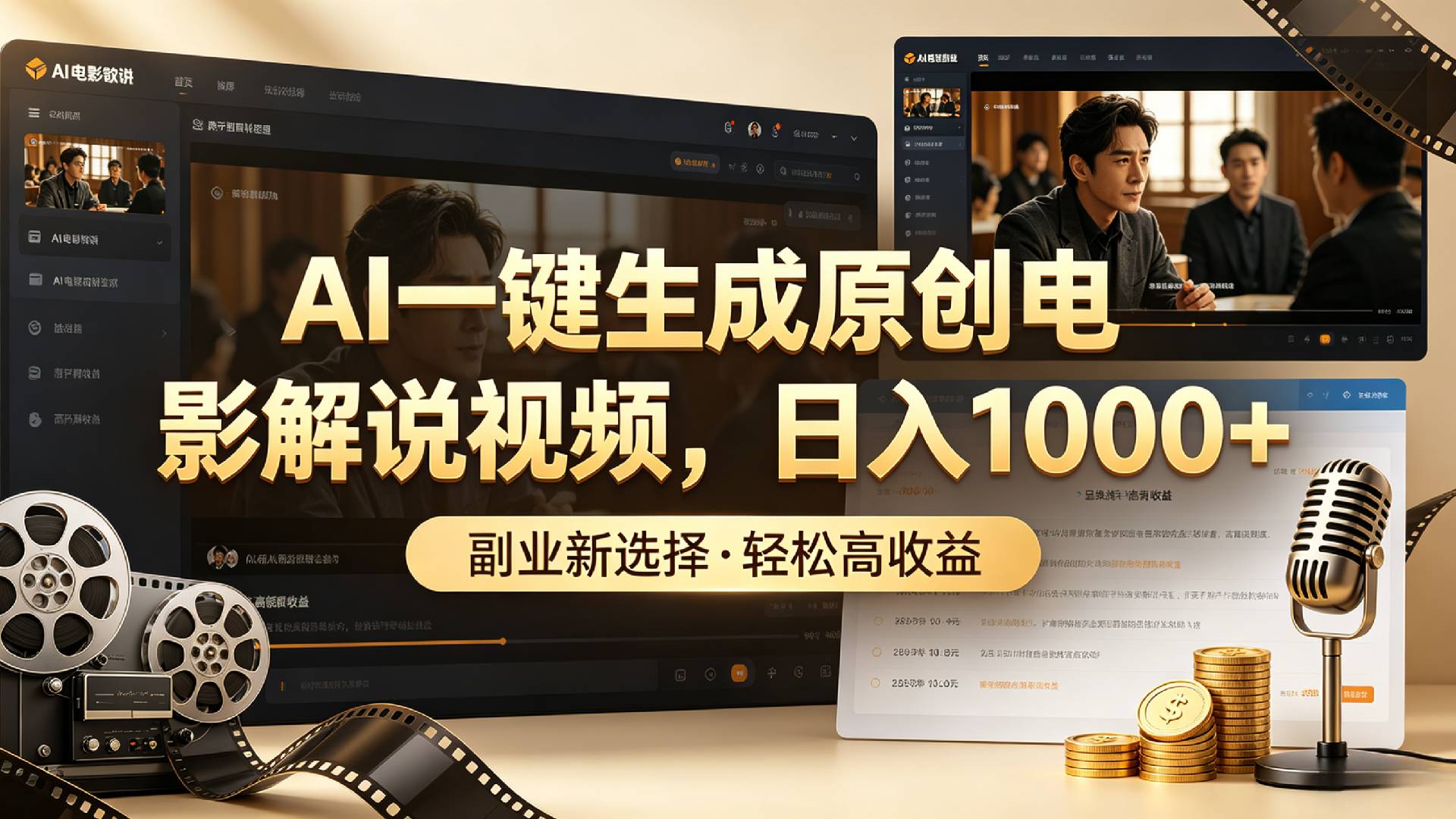 AI一键生成原创电影解说视频，日入1000+！风钥吧-网创项目资源站-副业项目-创业项目-搞钱项目风钥吧