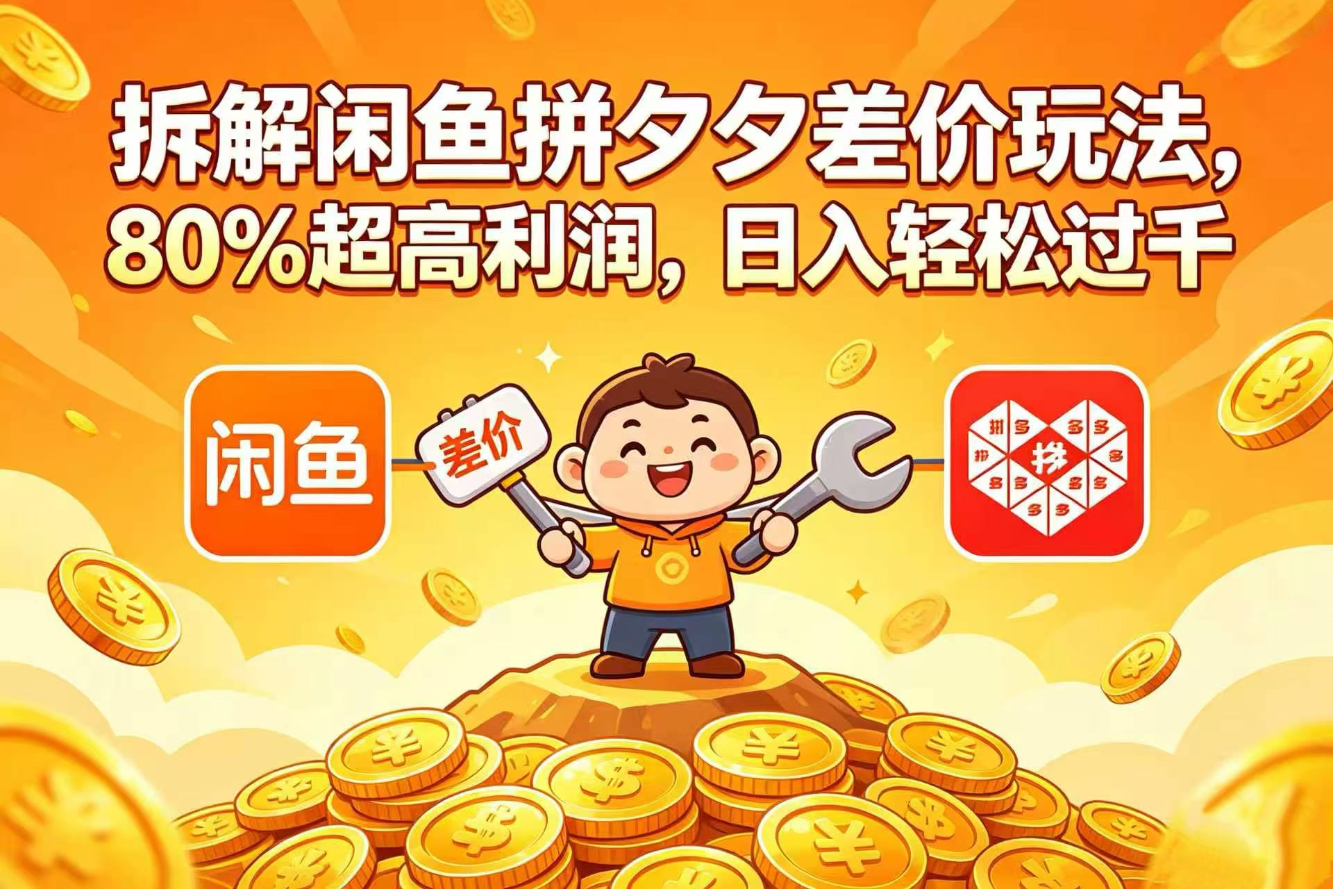 拆解闲鱼拼夕夕差价玩法，80% 超高利润，日入轻松过千风钥吧-网创项目资源站-副业项目-创业项目-搞钱项目风钥吧